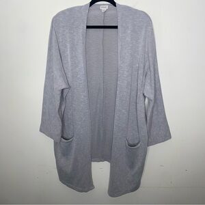 DONNI. OSFA Light Gray Women's Long Thin Lightweight Shrug Sweater with Pockets